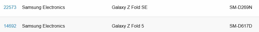 Samsung WPC previous foldable listings Samsung WPC previous foldable listings