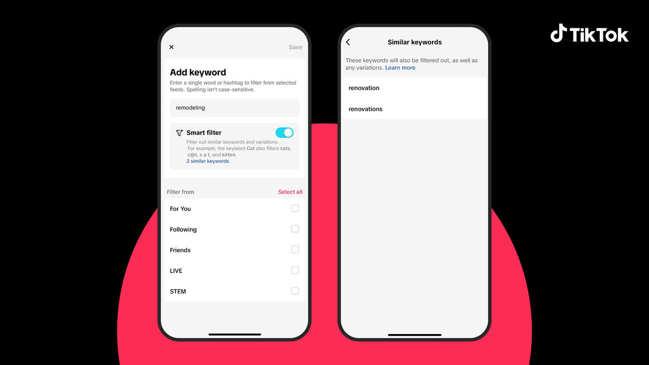 tiktok for you keyword filters