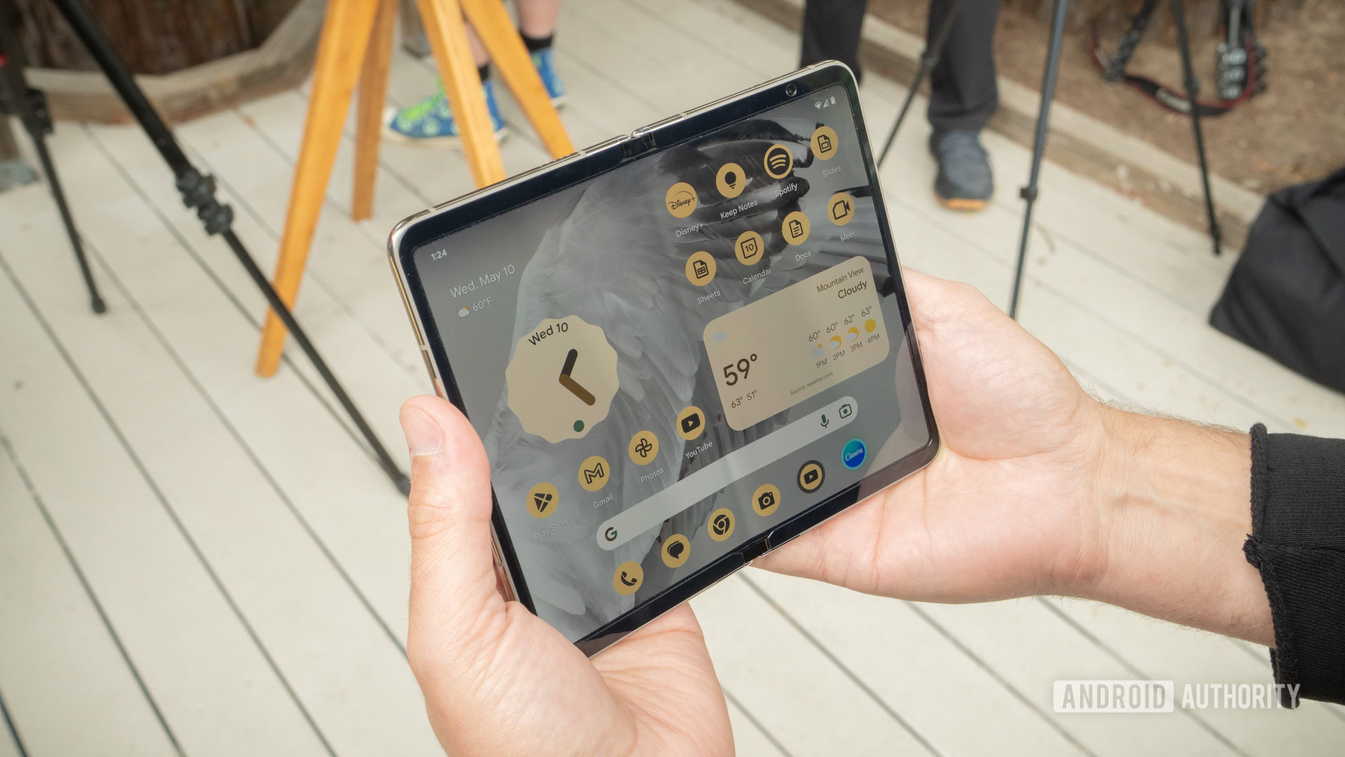 Scott holding a Google Pixel Fold 4