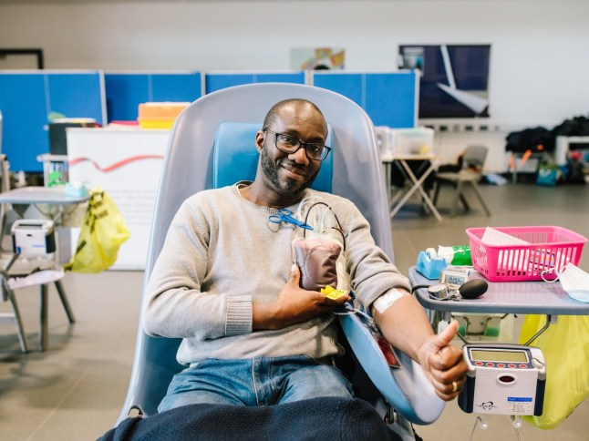 EMBARGOED TO 0001 MONDAY JUNE 9 Undated handout photo issued by NHS Blood and Transplant of a man during a blood donation session.The NHS needs one million new blood donors to maintain its blood supply, officials have said. Low blood stocks prompted officials to issue an