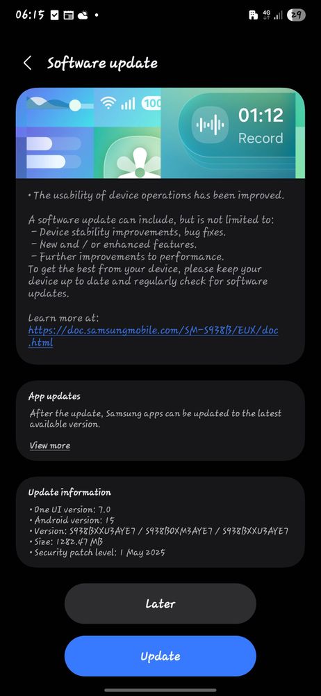 Samsung Galaxy S25 may large update