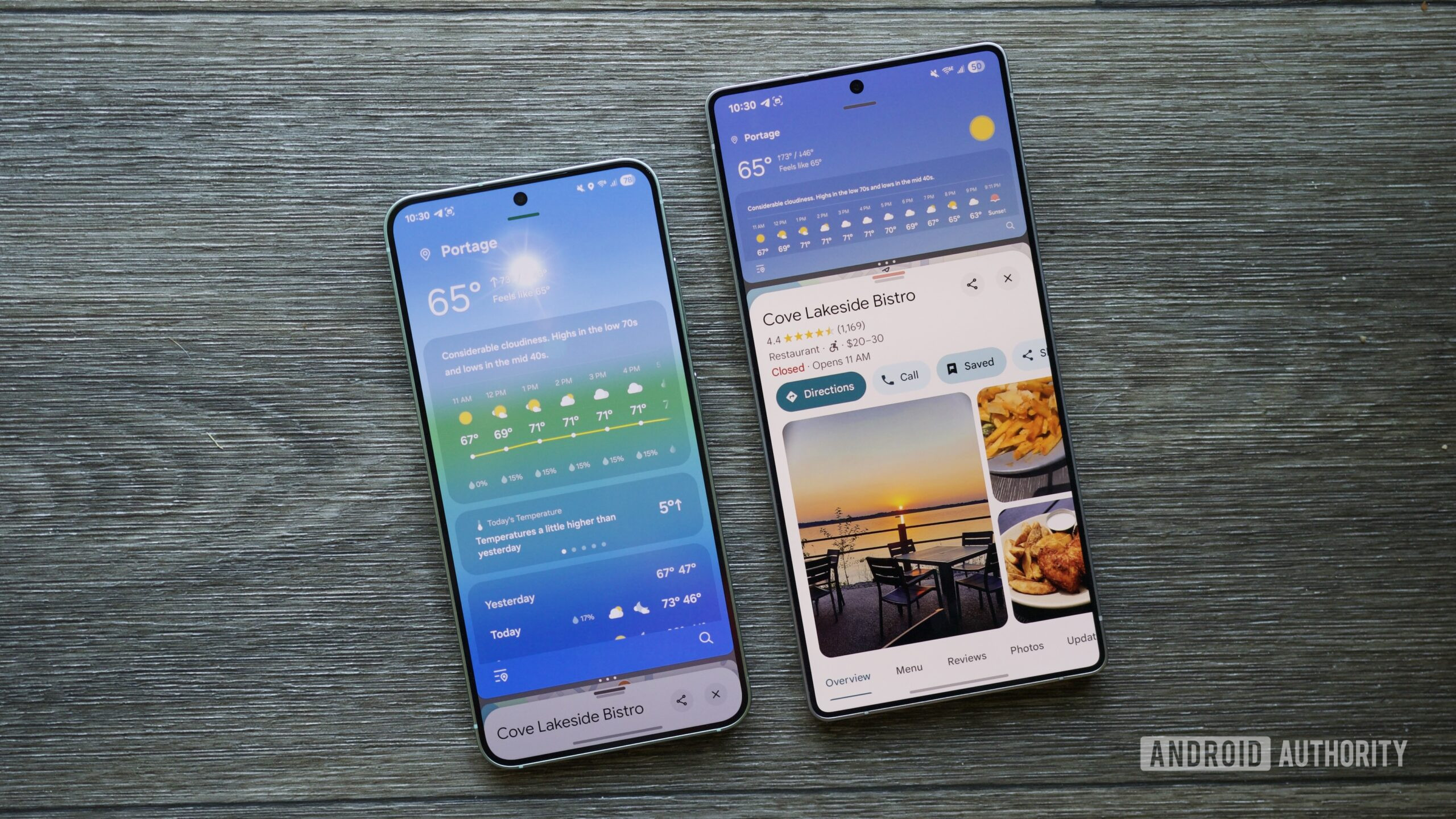one ui 8 vs one ui 7 multitasking interfaces Two Samsung phones running split-screen multitasking, one with One UI 8 and one with One UI 7.