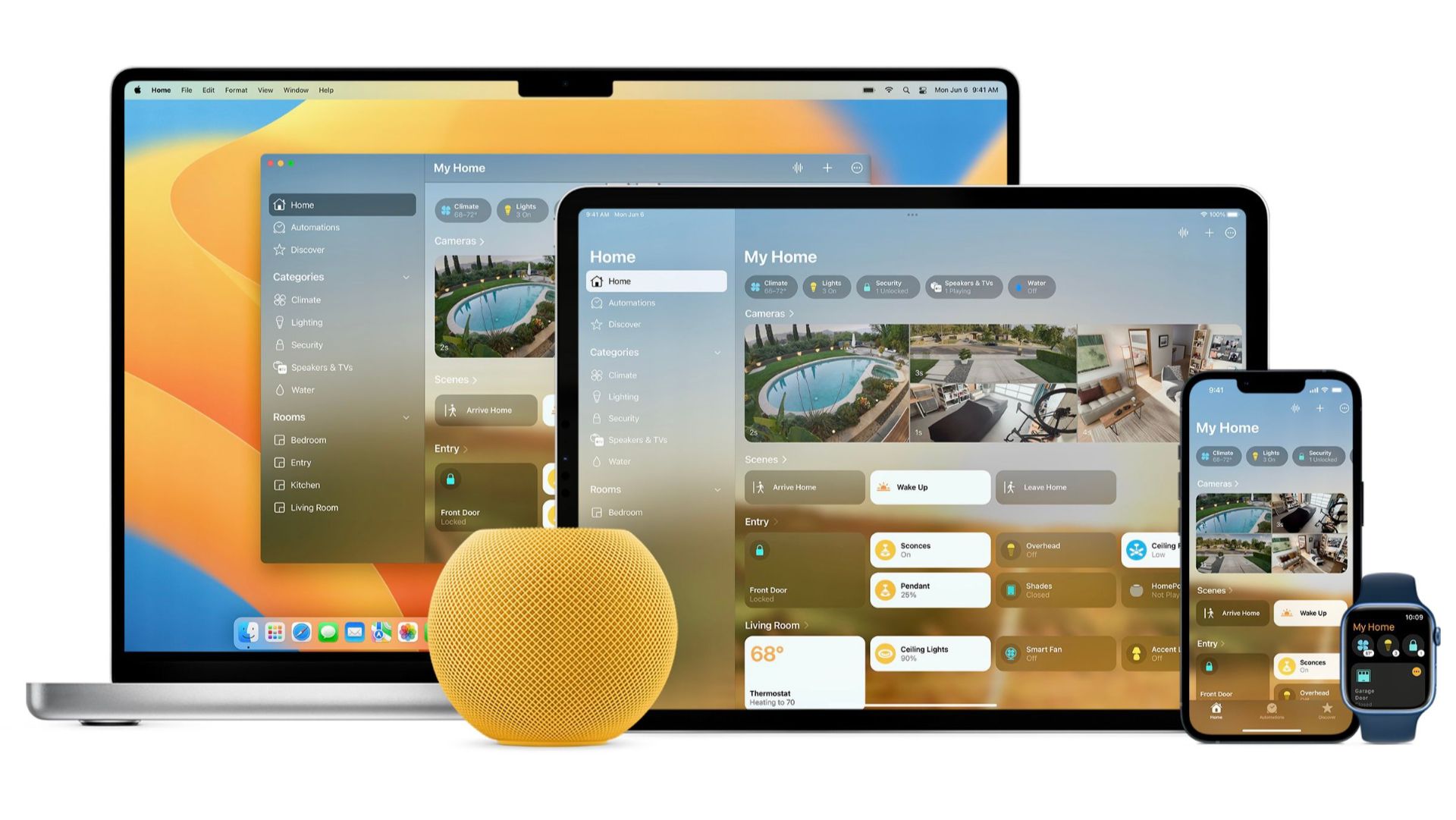 Apple HomeKit Secure Video on a Mac, iPhone, iPad, and Apple Watch.