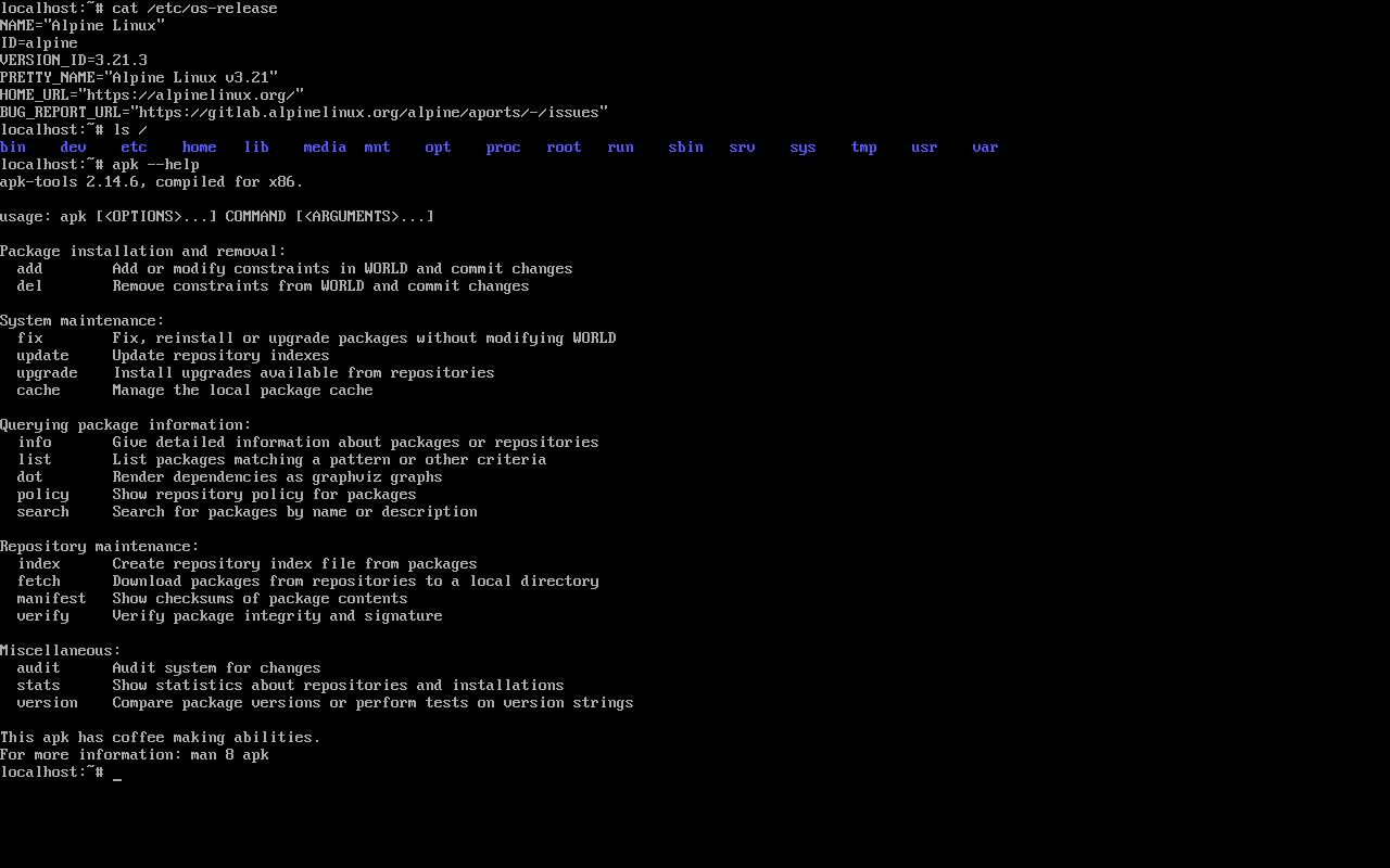 Alpine Linux screenshot